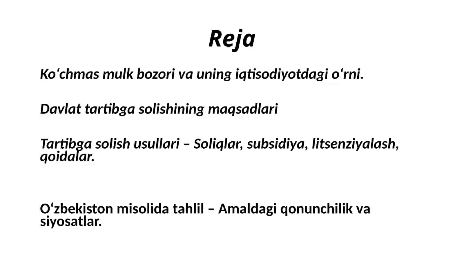 Ko'chmas mulk bozorining davlat tomonidan tartibga solinishi 2