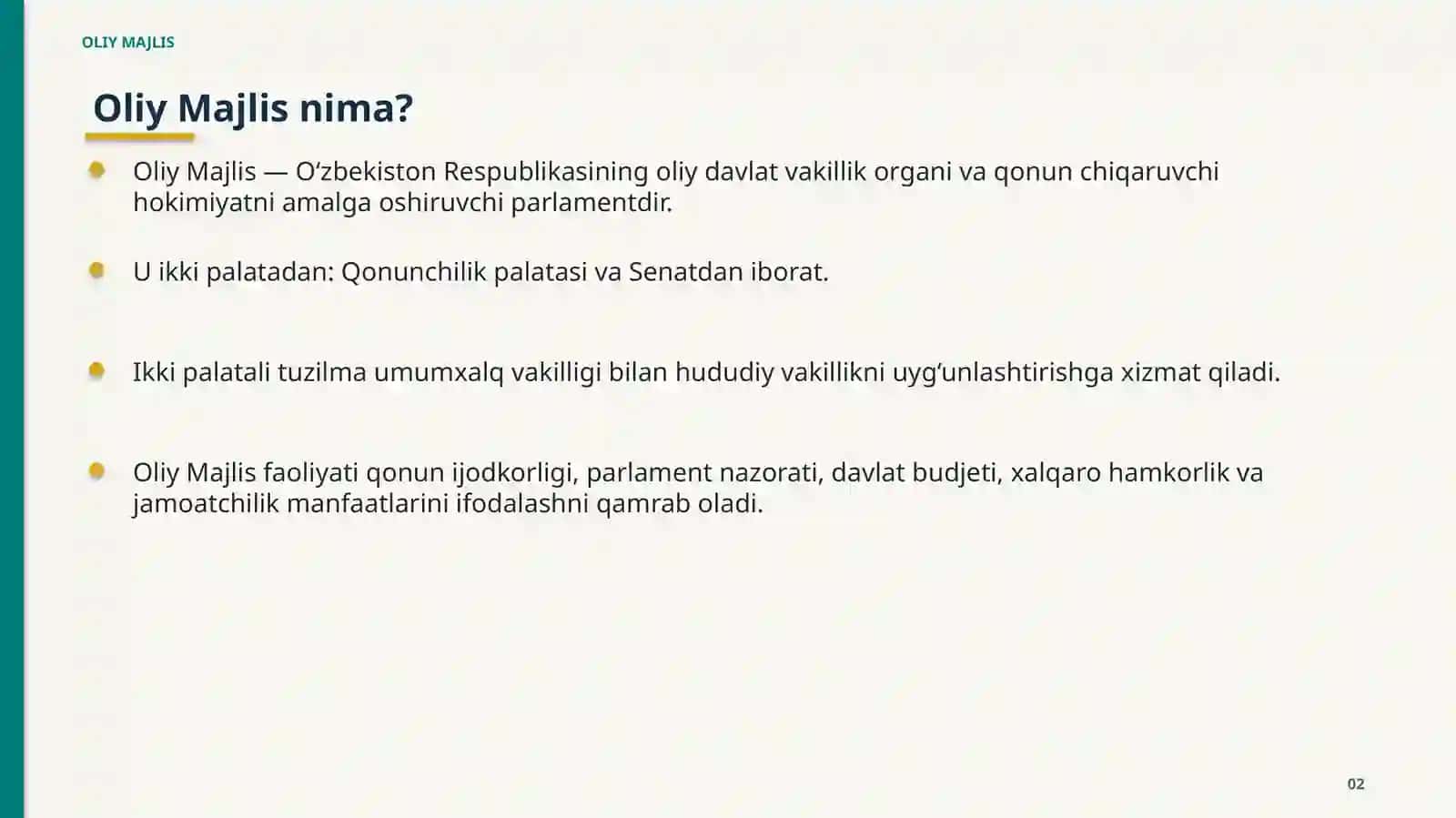 OLIY MAJLIS VA UNING VAKOLATLARI 2
