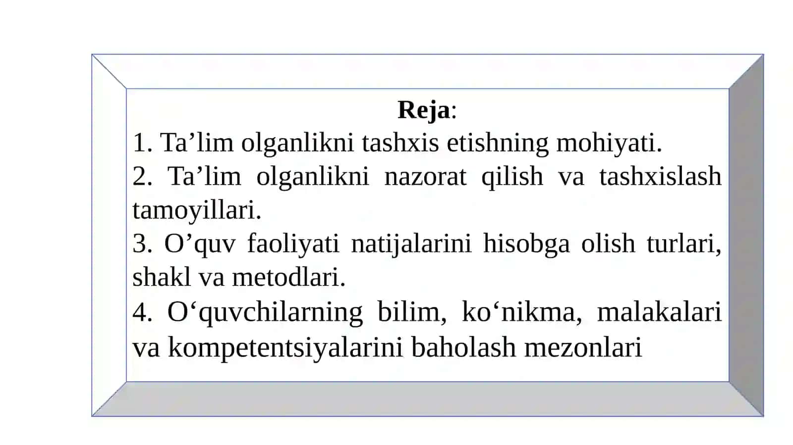 O’QUVCHILARNING BILIM, KO’NIKMA, MALAKA VA KOMPETENSIYALARINI TASHXISLASH 2