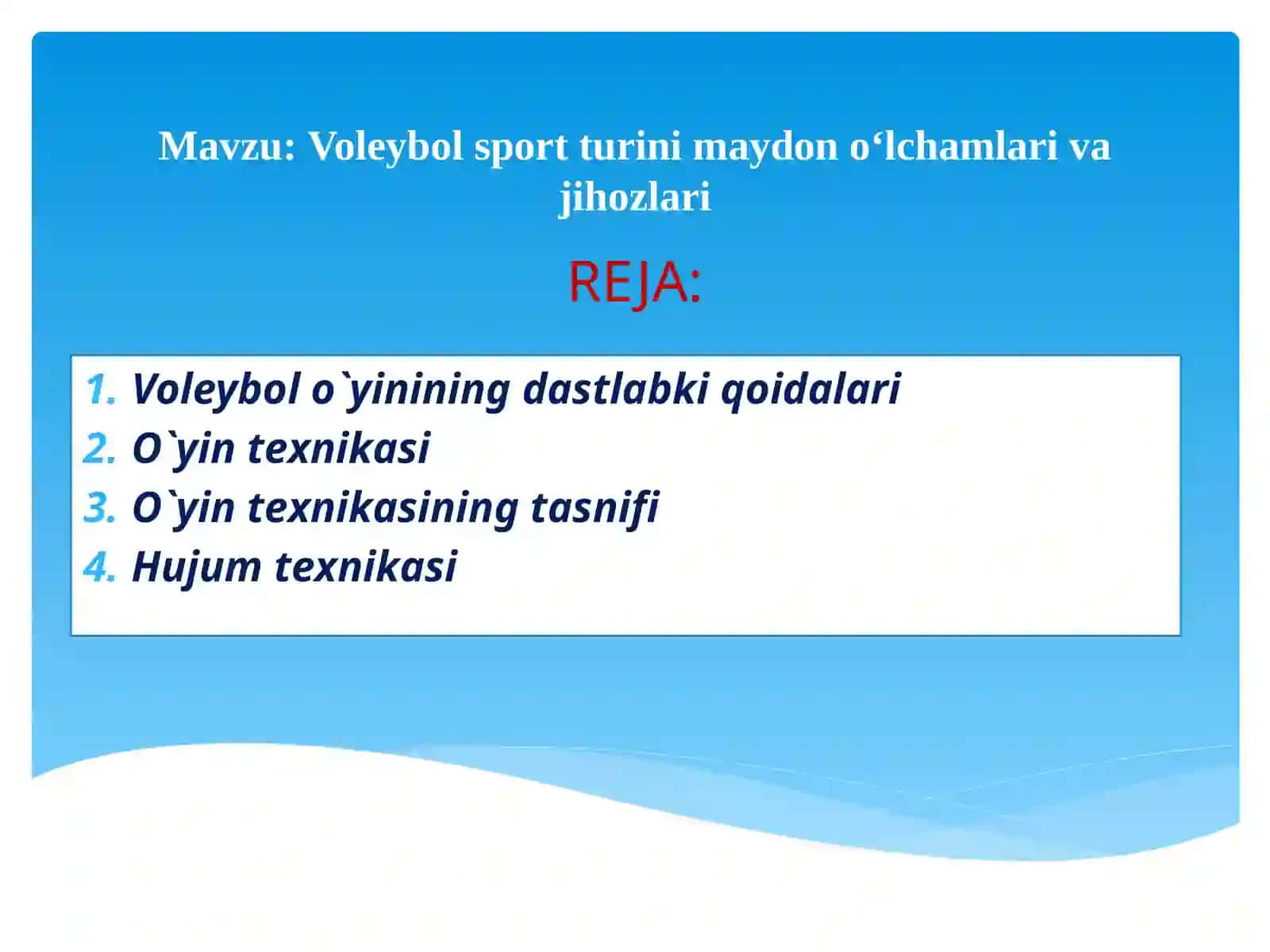 Voleybol sport turini maydon o‘lchamlari va jihozlari 2