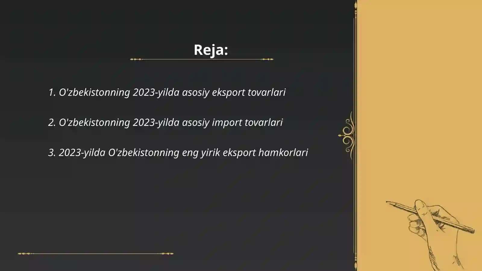 O'zbekistonda 2023-yilda eksport va import 2