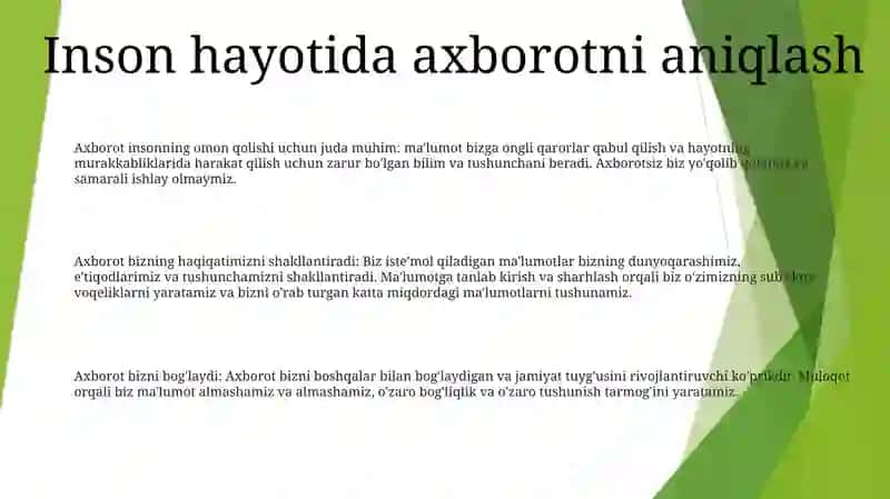 Axborot Inson Hayotining Ajralmas Qismi Sifatida 2