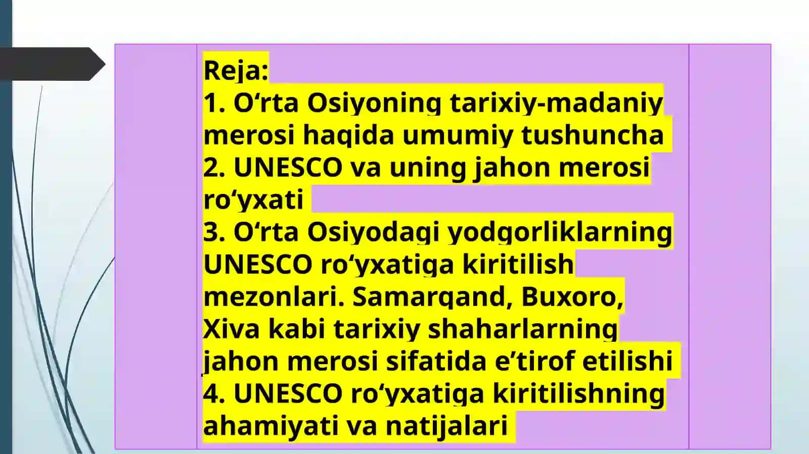O'rta Osiyoning me'moriy yodgorligining yunesko ro'yxatiga kiritilishi 2