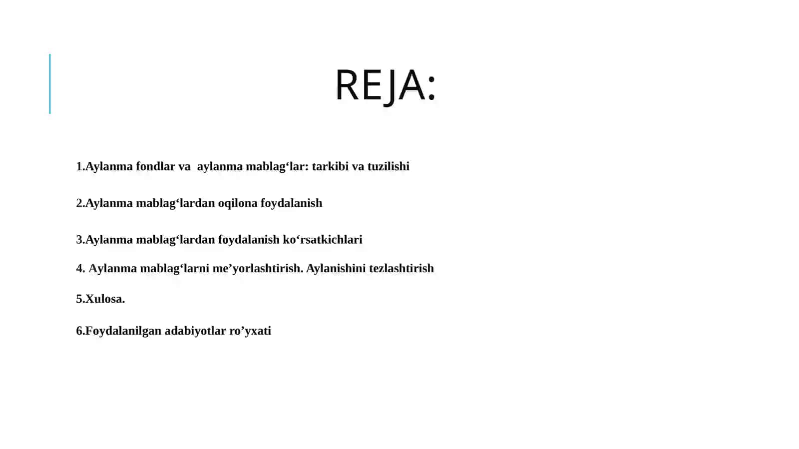 Korxonaning aylanma mablag‘lari 2