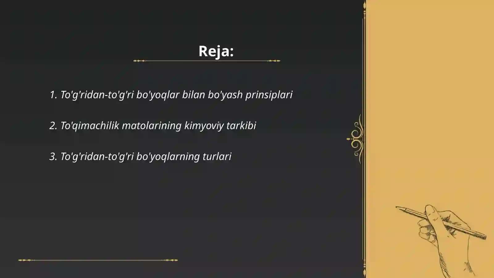 To'qimachilik matolarini bevosita bo'yovchi moddalar bilan bo'yash texnologiyasi 2