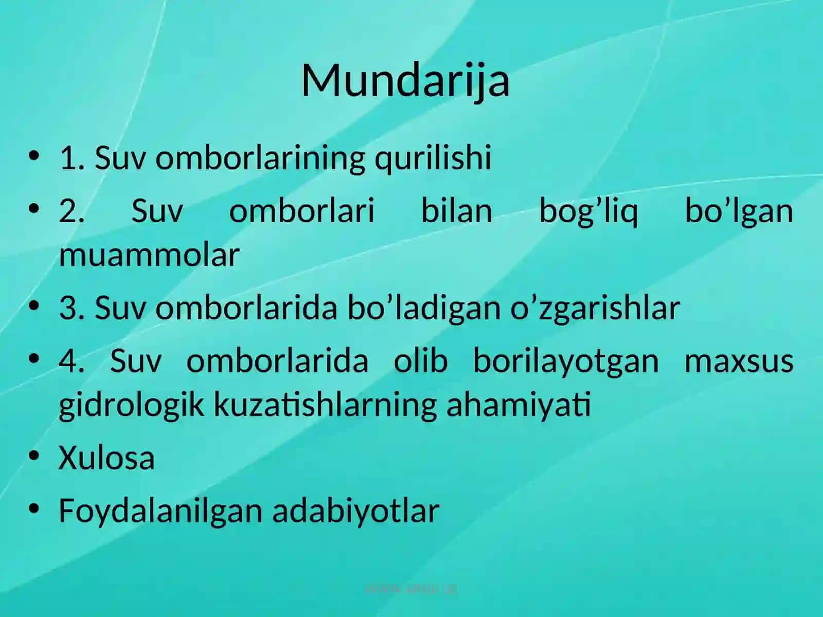 O’zbekiston va Markaziy Osiyo davlatlarida suv omborlarini tashkil etilishining muammolari 2