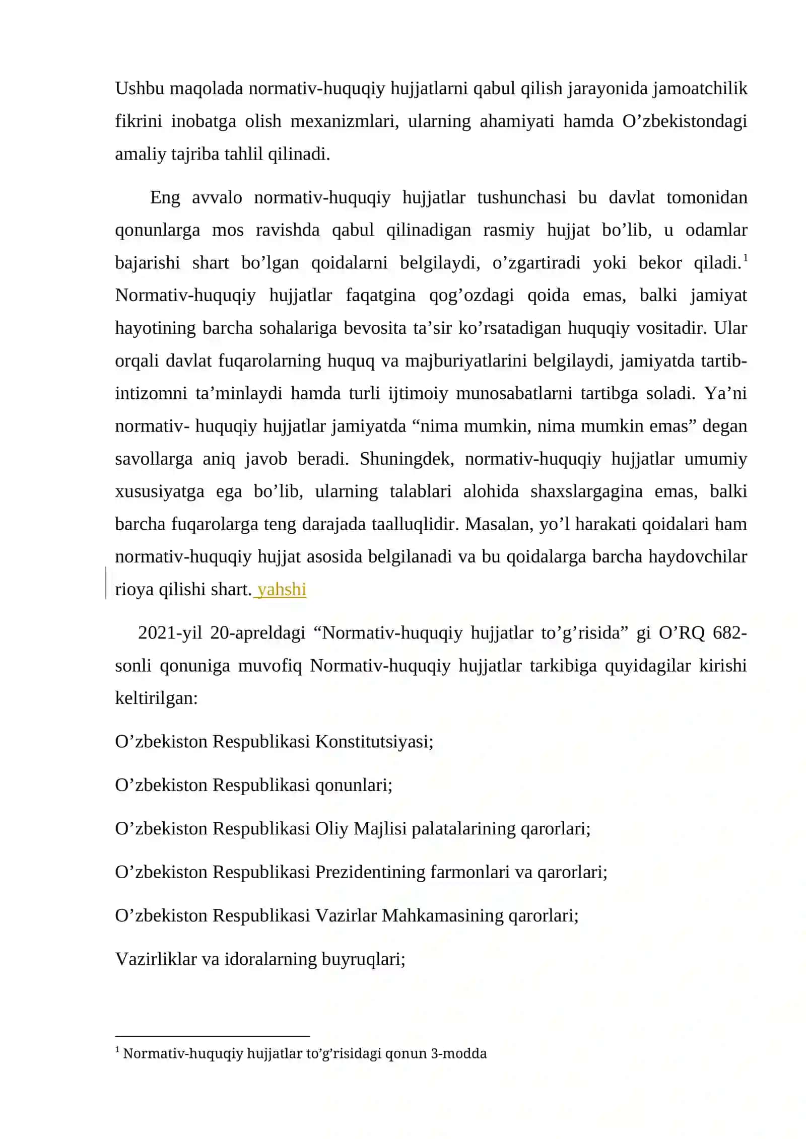 NORMATIV-HUQUQIY HUJJATLARNI QABUL QILISH JARAYONIDA JAMOATCHILIK FIKRINI INOBATGA OLISH MEXANIZIMLARI 2