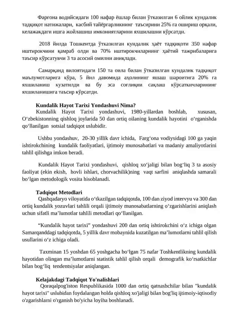 Kundalik Hayot Tarixi 2