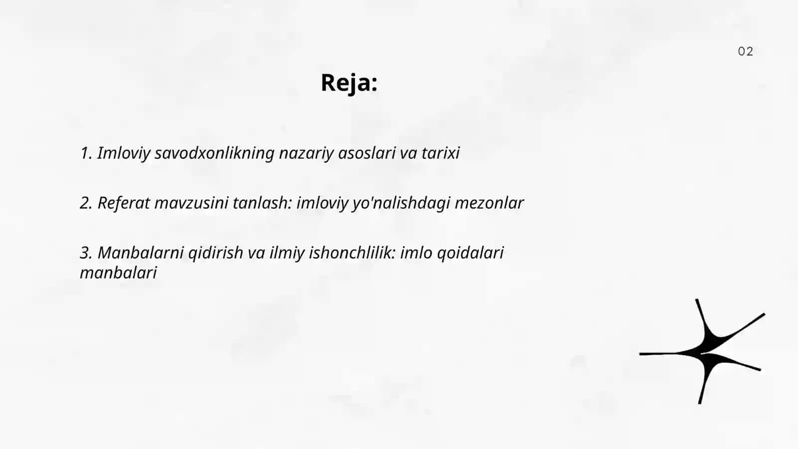 Imloviy savodxonlik bo'yicha referat yozish va taqdimot tayyorlash 2