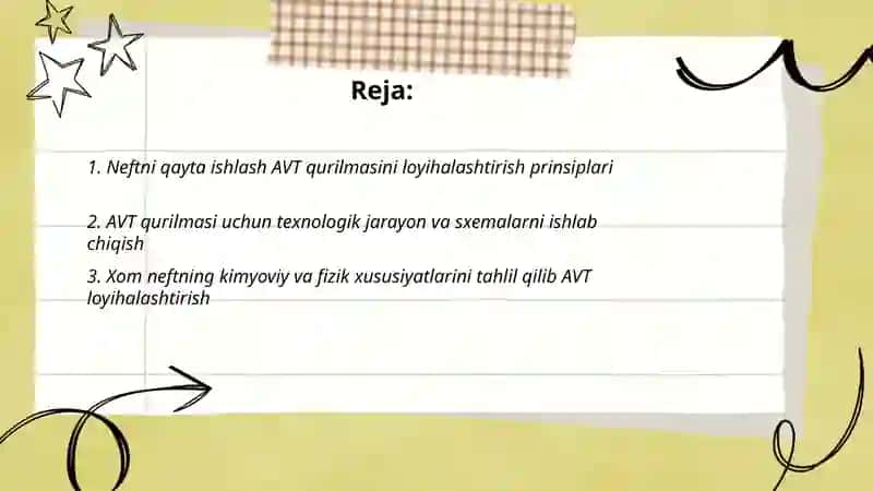 Neftni qayta ishlash AVT qurilmasini loyhalash 2