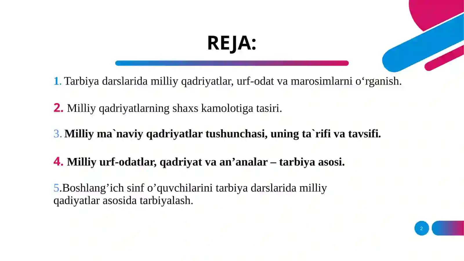 Tarbiya darslarida milliy qadriyatlar,urf-odatlar va marosimlarni o'rganish 2