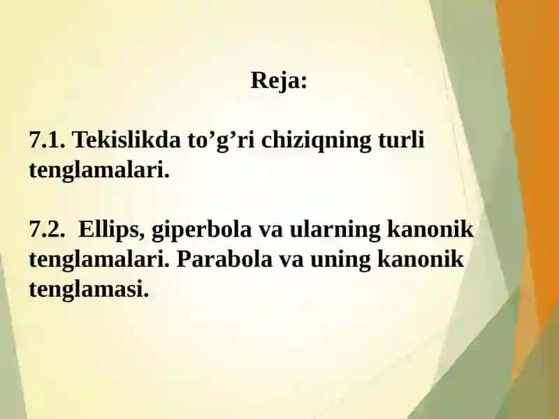 ANALITIK GEOMETRIYA ELEMENTLARI 2