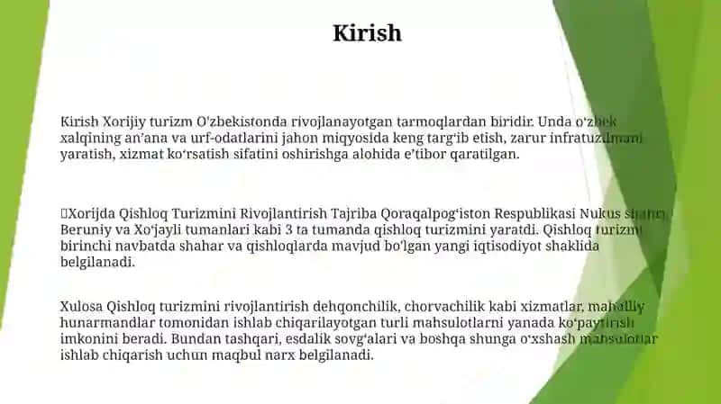 Xorijda Qishloq Turizmini Rivojlantirish 2