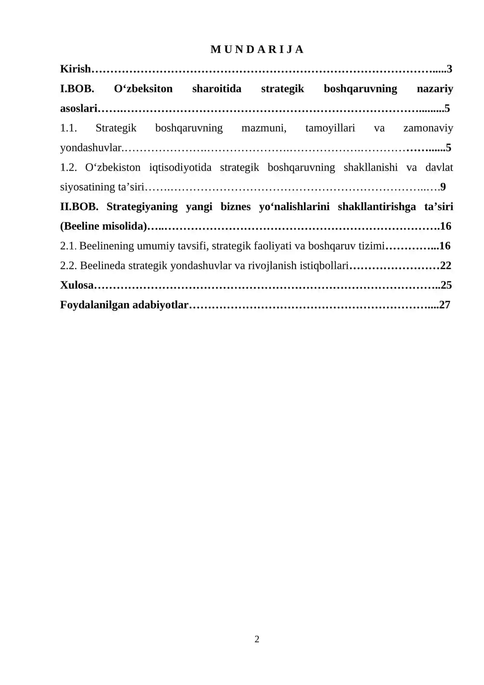 Kurs ishi namuna 2