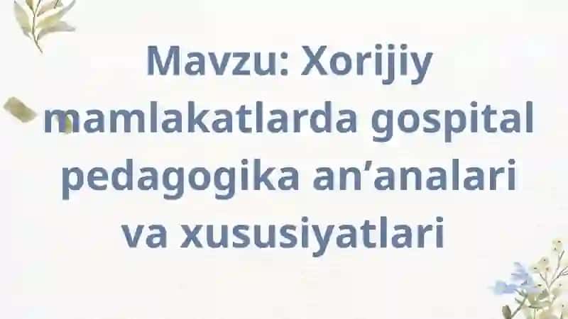 Maribjonova Gulchiroyning Inklyuziv taʼlim fanidan tayyorlagan mustaqil ishi 2