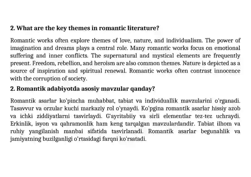 Analysis of Romantic Works 2