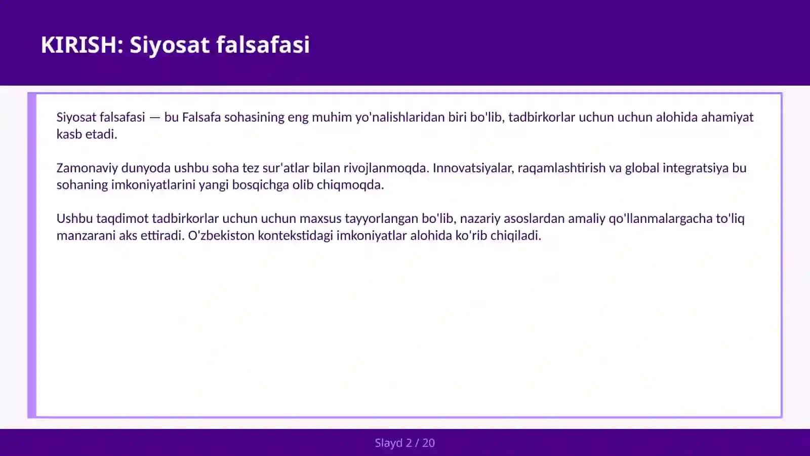 Siyosat Falsafasi 2