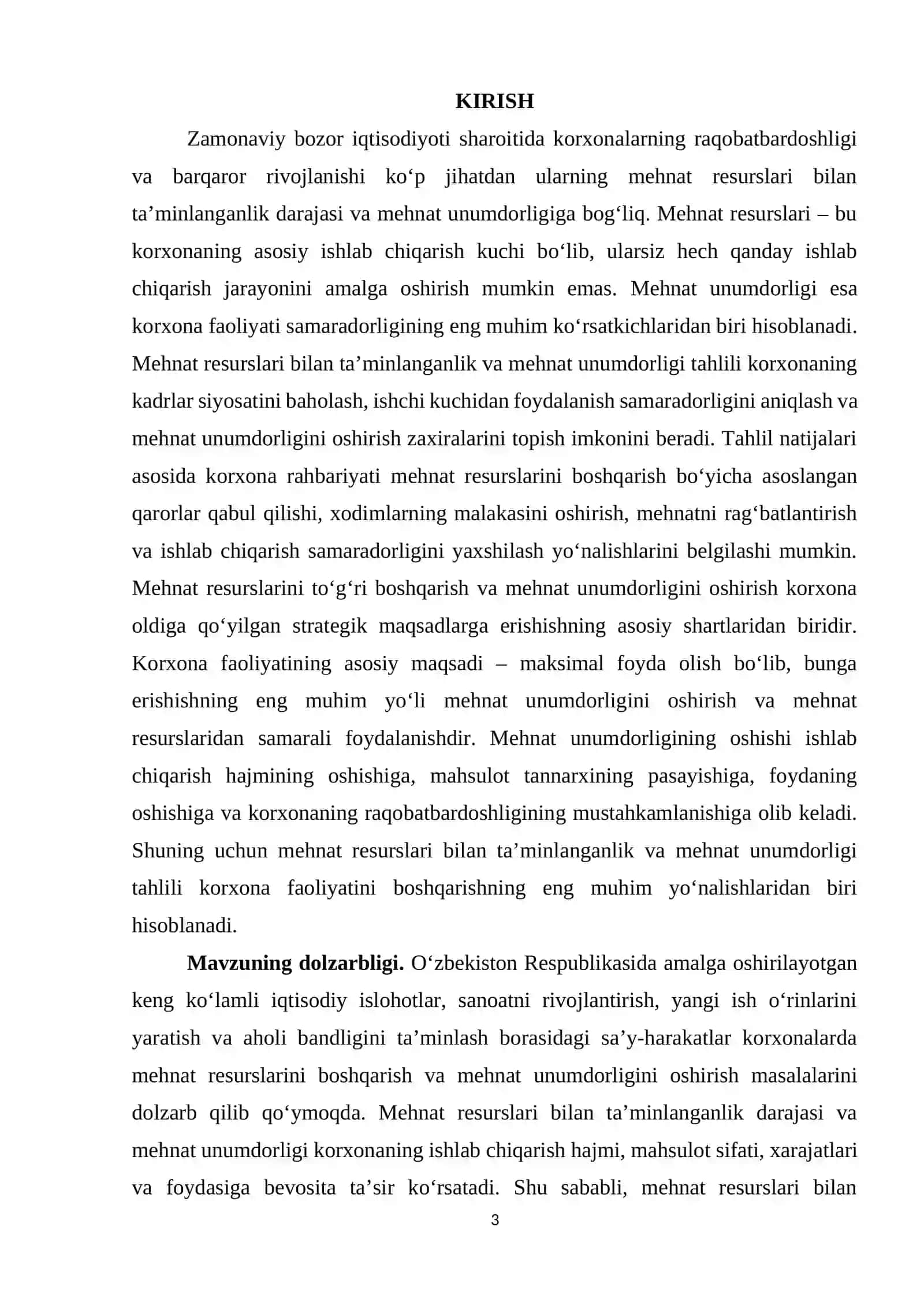 MEHNAT RESURSLARI VA MEHNAT UNUMDORLIGI TAHLILI 2
