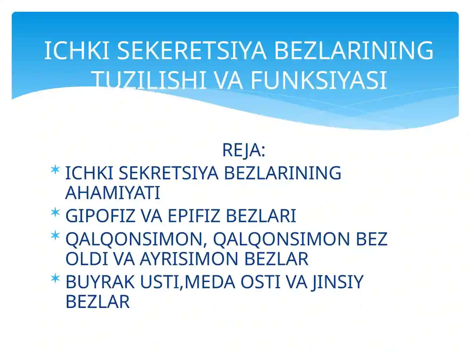 ODAM ANATOMIYASI VA FIZIOLOGIYASI FANIDAN MUSTAQIL ISH 2