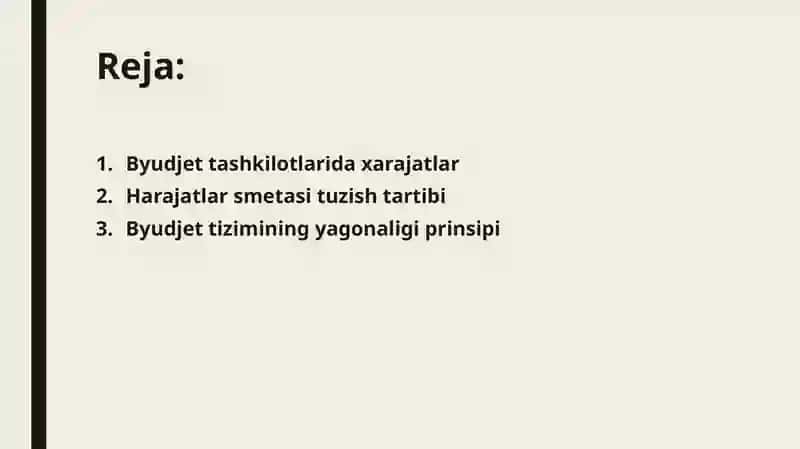 Byudjet tashkilotlarida harajatlar smetasi tuzish tartibi 2
