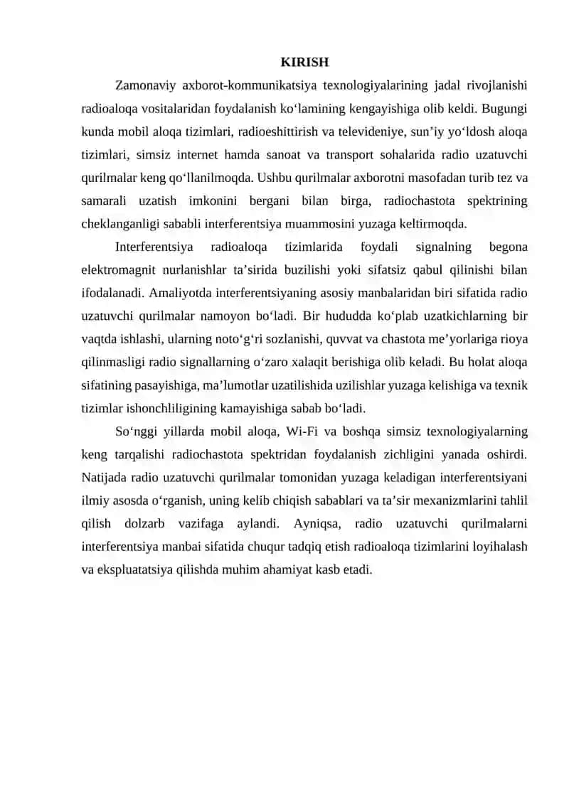 Interferentsiya manbalari sifatida radio uzatuvchi qurilmalarni oʻrganish 2