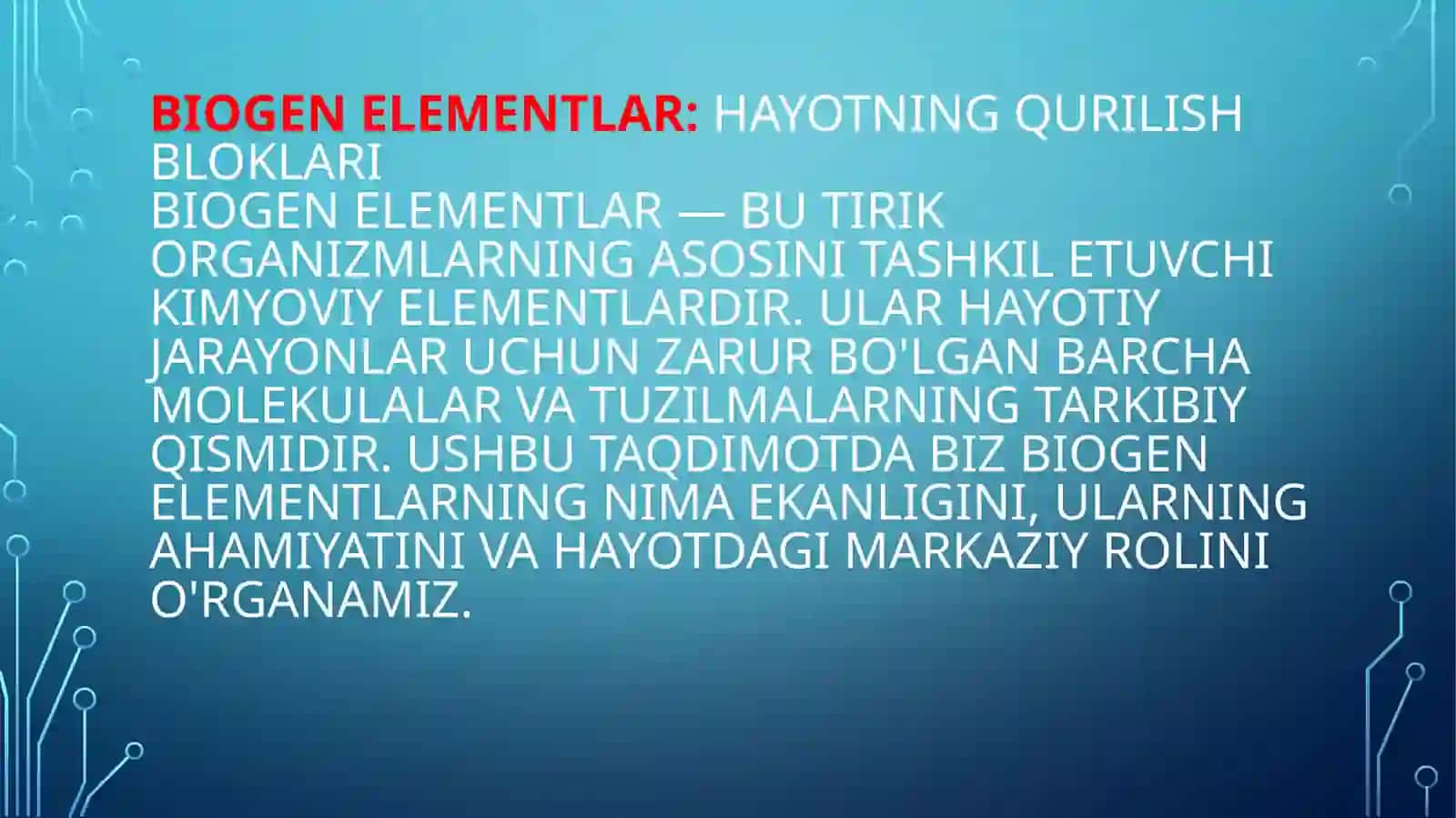Biogen  elementlar kimyosi 2