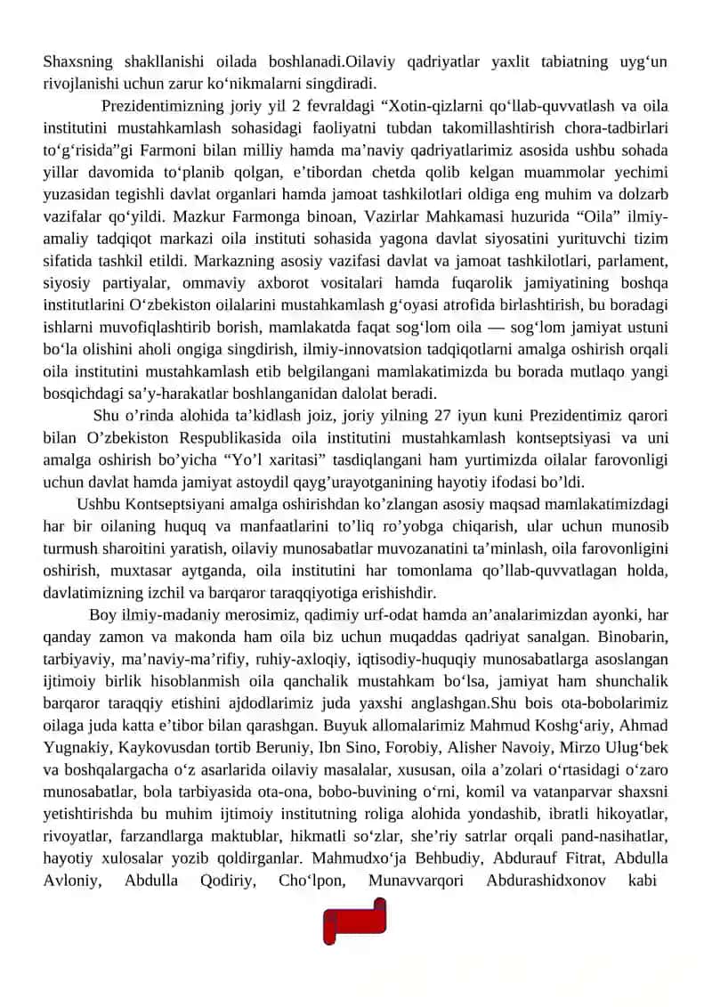 RESPUBLIKAMIZDA OILALAR FAROVONLIGINI TA’MINLASH MAQSADIDA OLIB BORILAYOTGAN ISLOHOTLAR 2