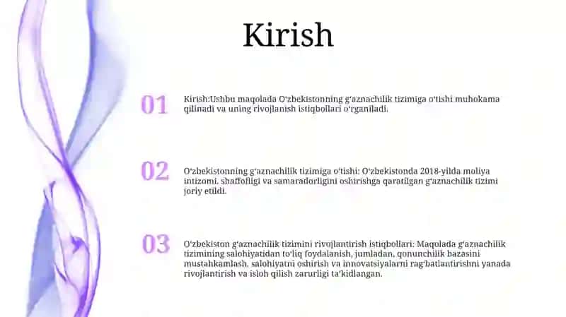 O’Zbekistonda G’Aznachilik Tizimiga O’Tish Va Uni Rivojlantirish Istiqbollari 2