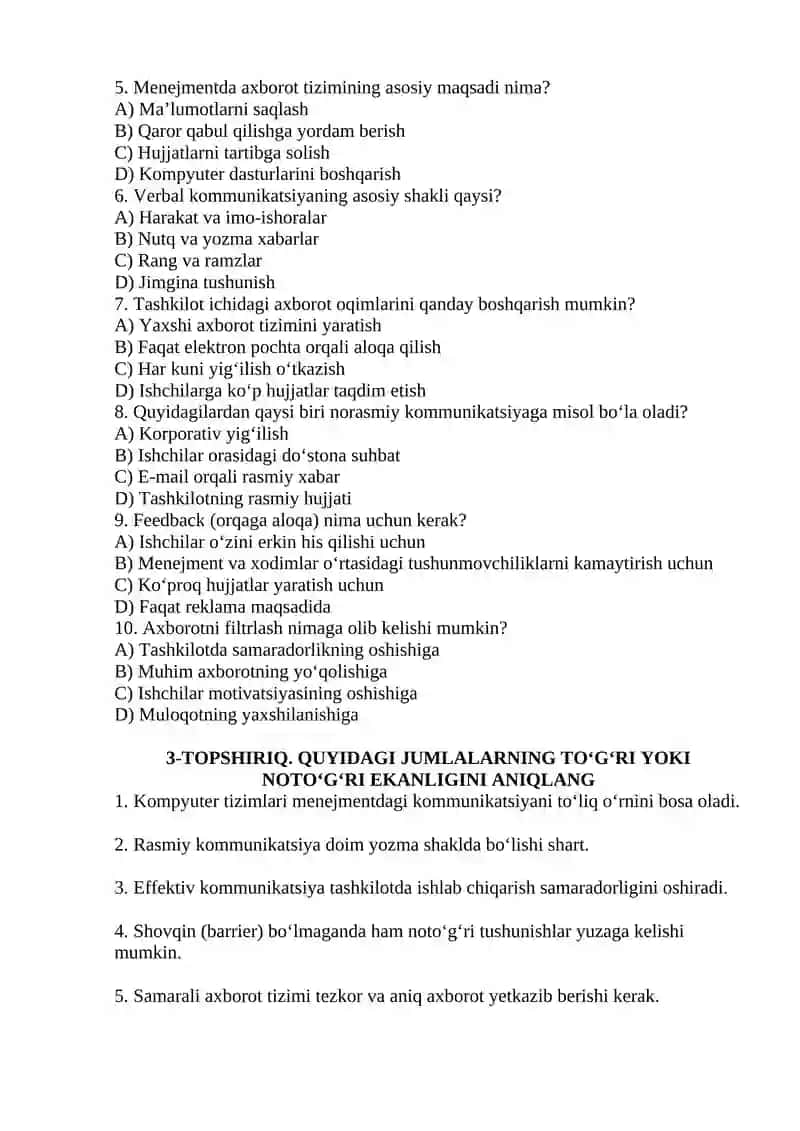 MENEJMENTDA AXBOROT VA KOMMUNIKATSIYA 2