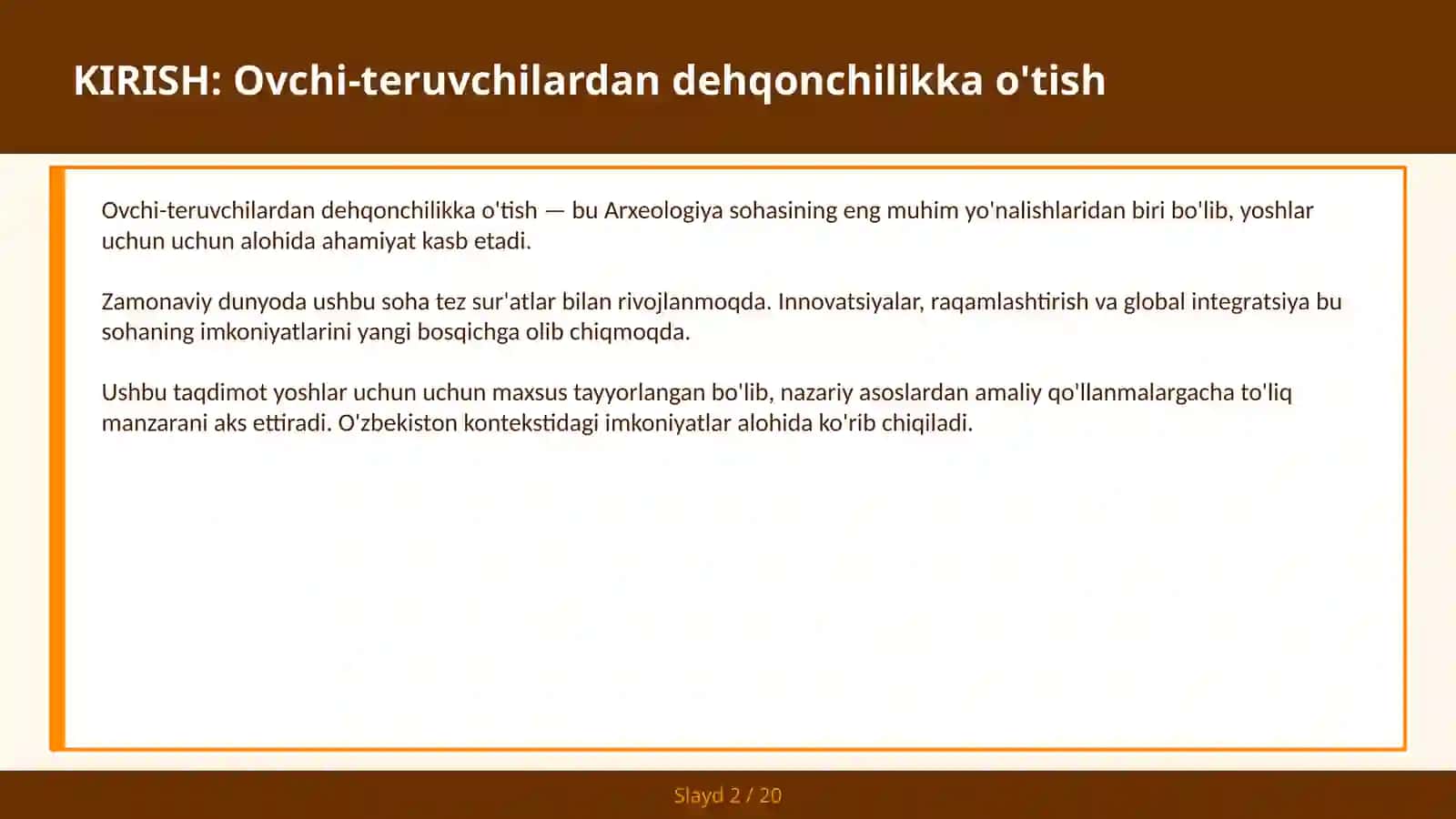 OVCHI-TERUVCHILARDAN DEHQONCHILIKKA O'TISH 2
