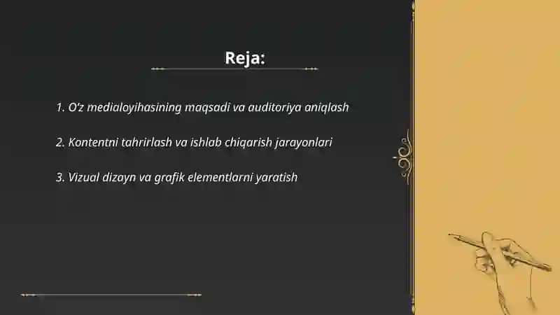 Oʻz medialoyihasini ishlab chiqarish va taqdim etish 2