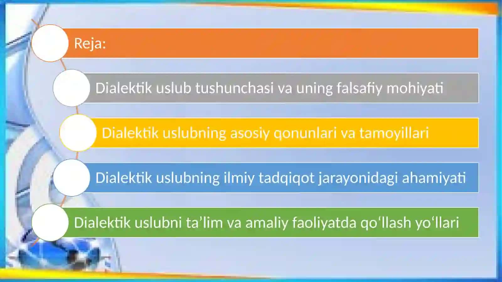 Dialektik uslub va uning tamoyillari 2