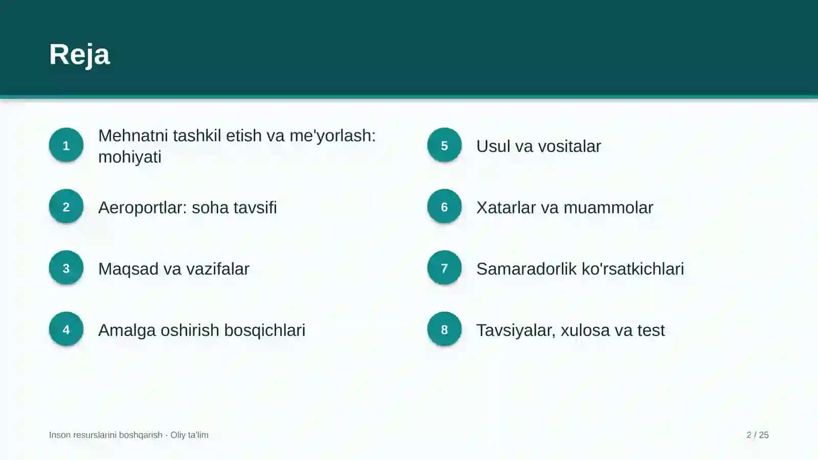 Aeroportlarda mehnatni tashkil etish va me'yorlash 2