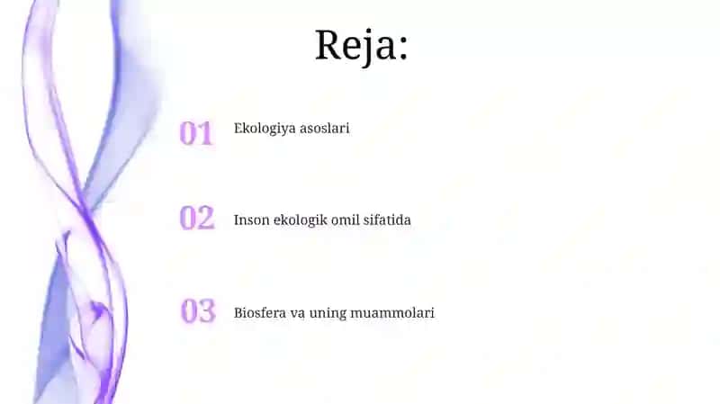 Ekologiya.Odam ekologik omil.Biosfera va uning muammolari 2