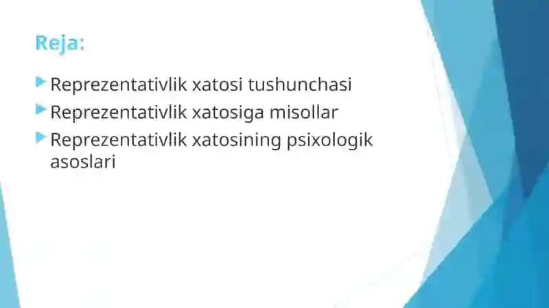 Reprezentativlik xatosi deganda nimani tushunasiz 2