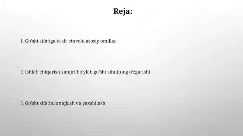 Go’shtning sifatiga ta'sir etuvchi omillar 2