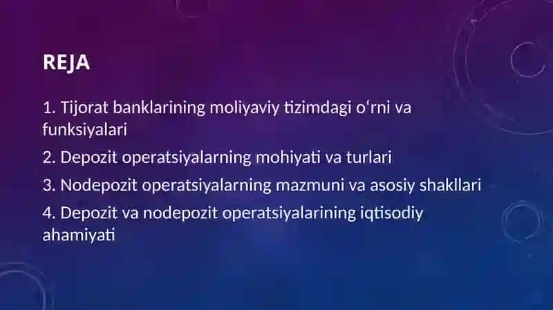 Tijorat banklarining depozit va nodepozit operatsiyalarining tavsifi 2