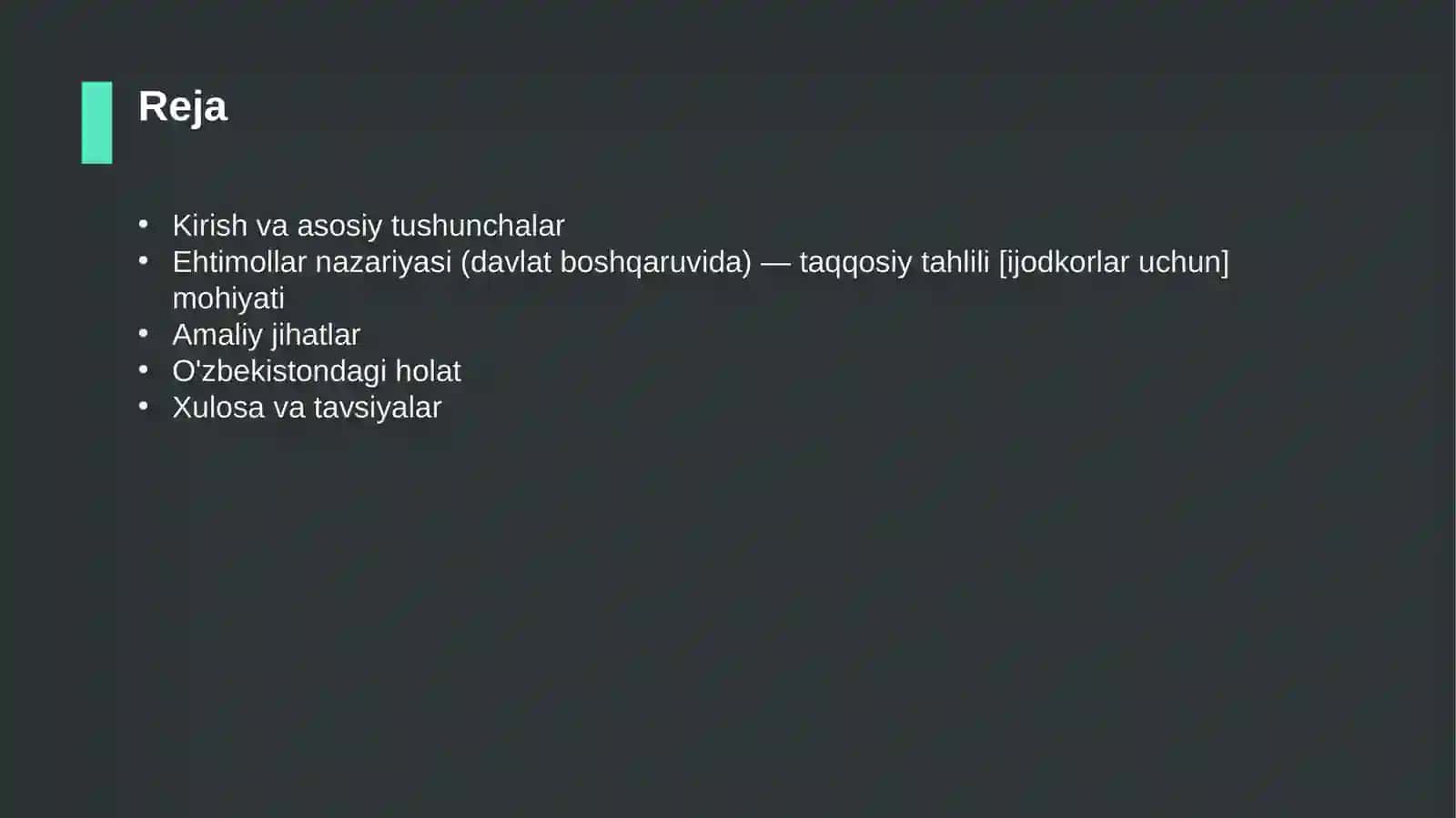 Ehtimollar nazariyasi (davlat boshqaruvida) — taqqosiy tahlili [ijodkorlar uchun] 2