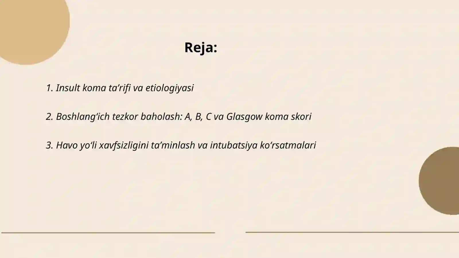 Insult koma holatida koʻrsatiladigan shoshilinch yordam 2