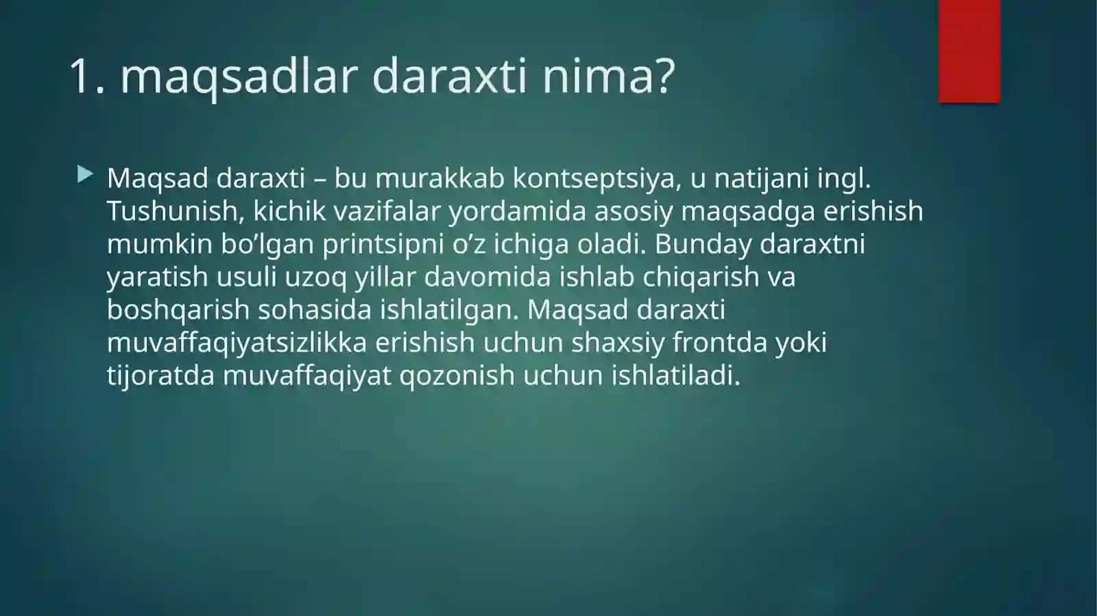 Maqsadlar daraxtini shakllantirish 2