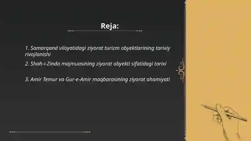 Samarqand viloyatidagi ziyorat turizm obyektlari tarixi 2