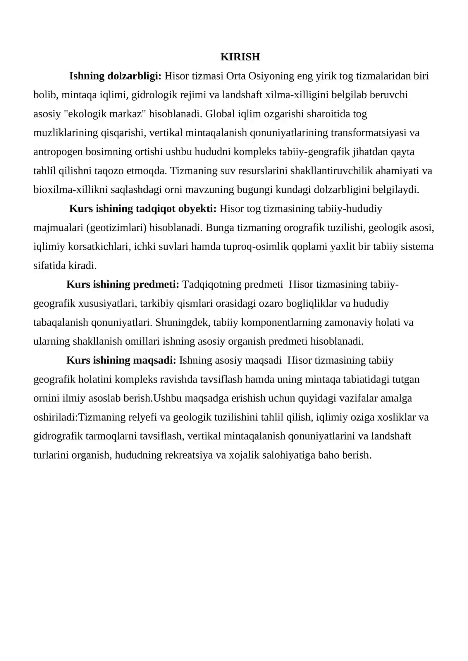 Hisor tizmasining geografik xususiyatlari 2