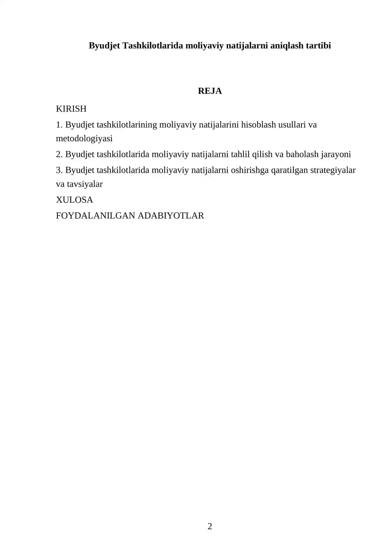 Byudjet Tashkilotlarida moliyaviy natijalarni aniqlash tartibi 2