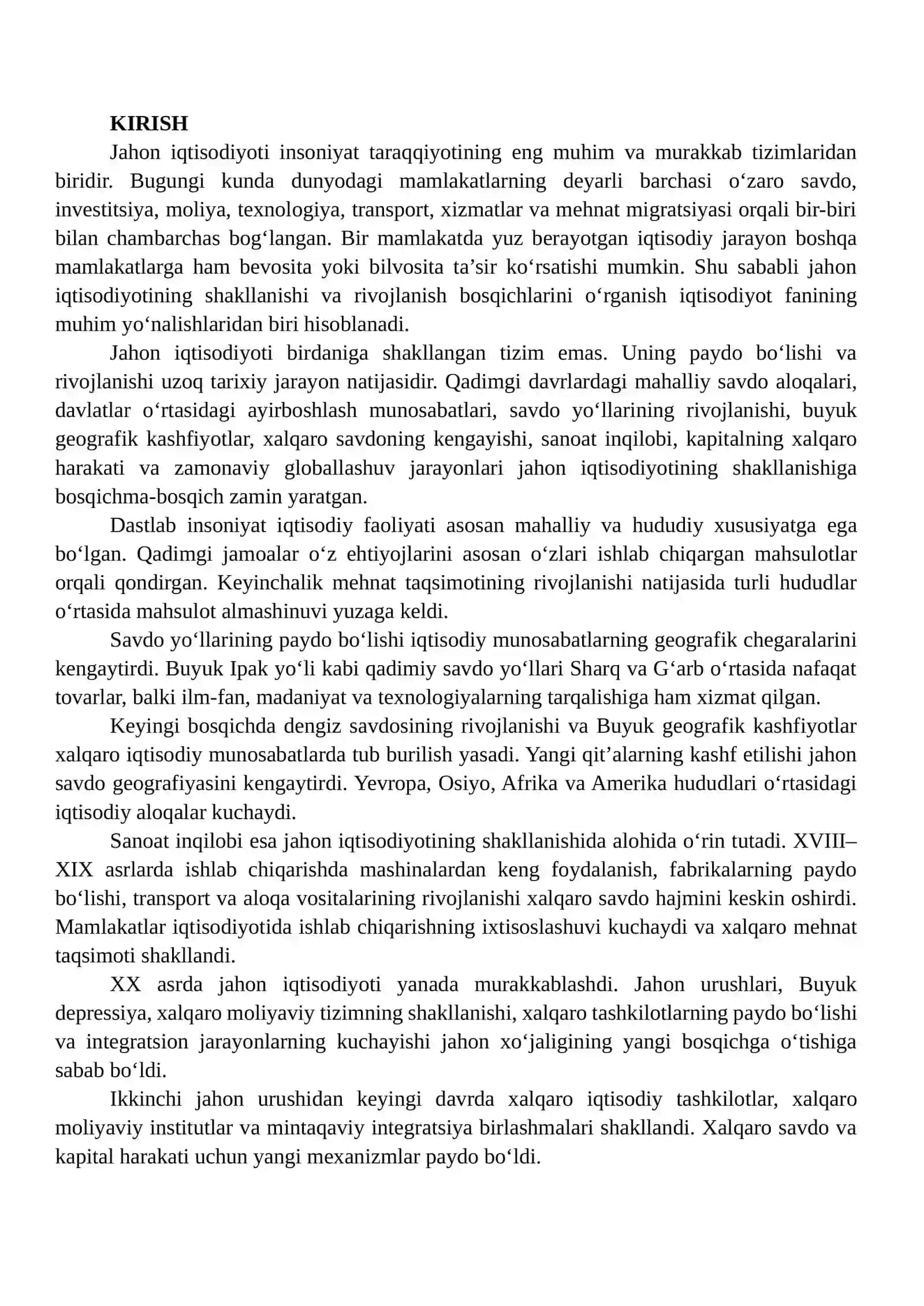 JAHON IQTISODIYOTINING SHAKLLANISH BOSQICHLARI 2