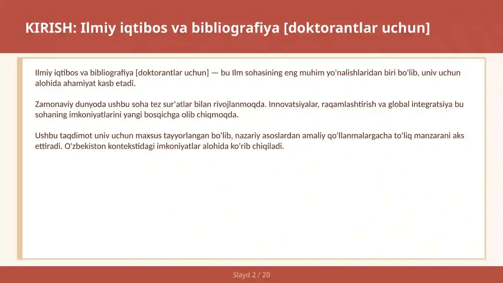 Ilmiy iqtibos va bibliografiya [doktorantlar uchun] 2