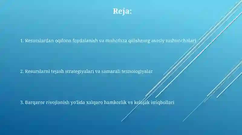 Resurslardan oqilona foydalanish va muhofazasi 2