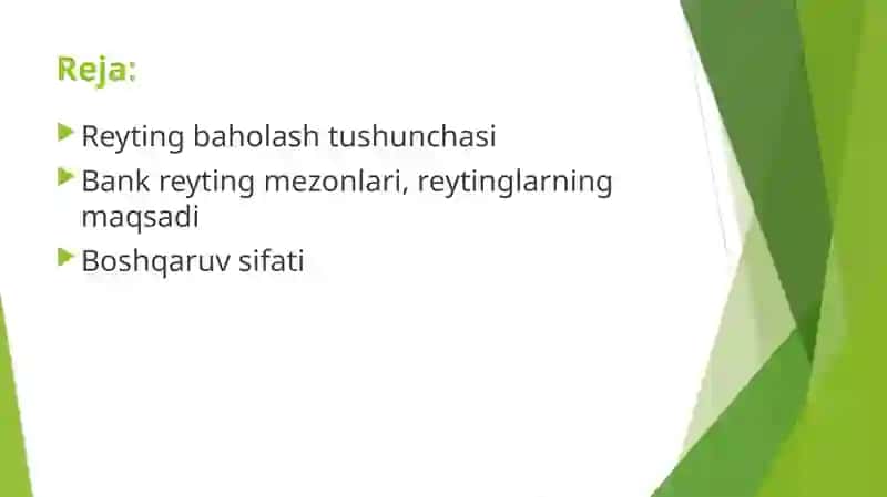 Tijorat banklari faoliyatini reyting baholash 2