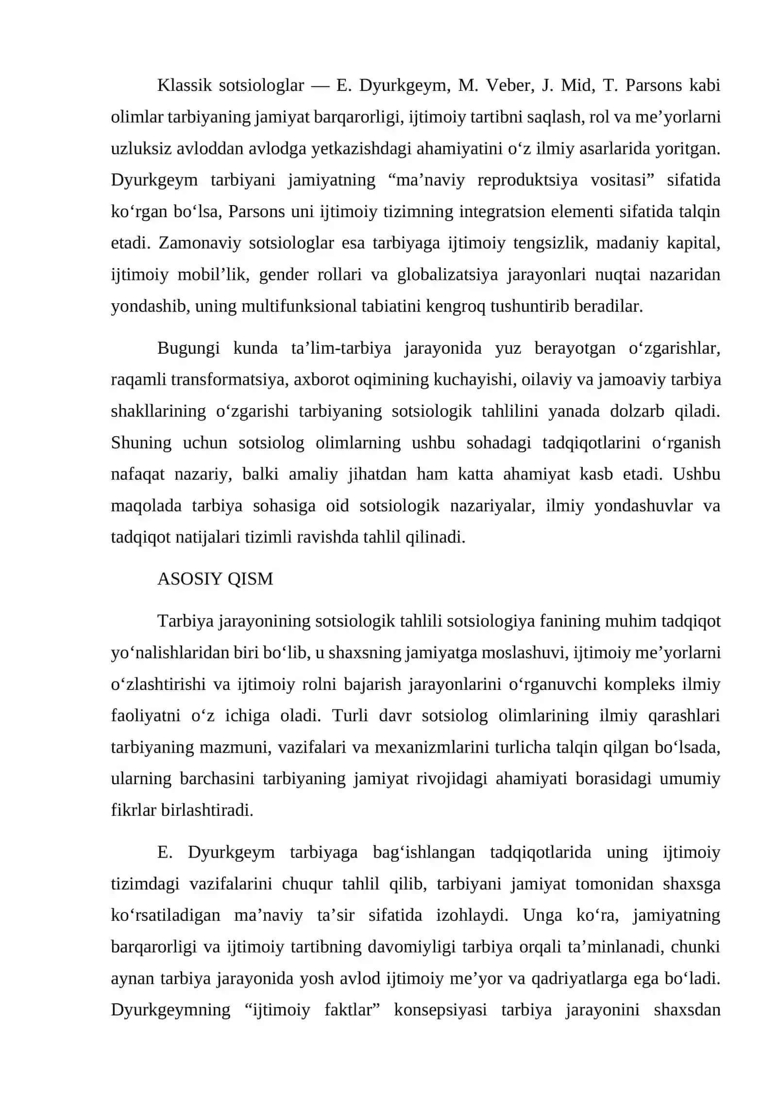 Sotsiolog olimlarning tarbiya sohasida olib borgan ilmiy tadqiqot ishlari 2