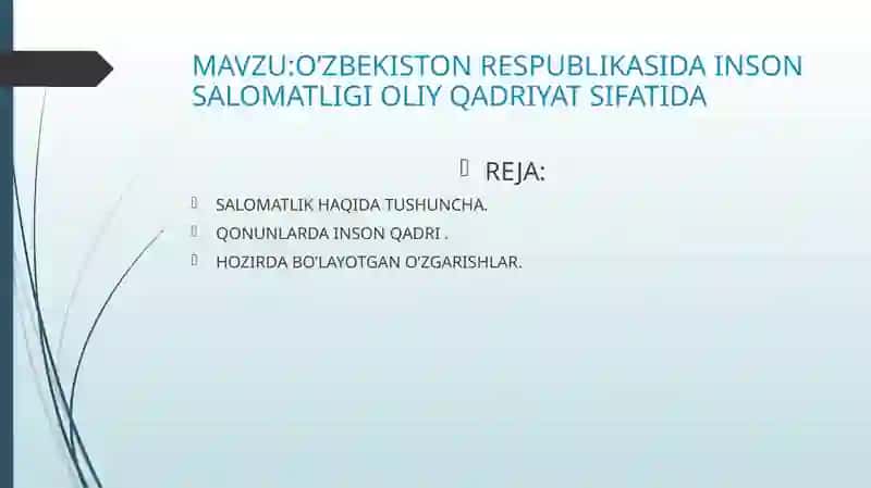 O’ZBEKISTON RESPUBLIKASIDA INSON SALOMATLIGI OLIY QADRIYAT SIFATIDA 2