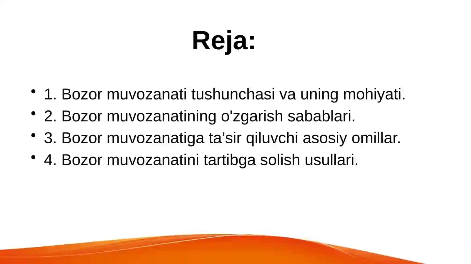 Bozor muvozanati,bozor muvozanatining o'zgarishi va unga tasir qiluvchi omillar 2